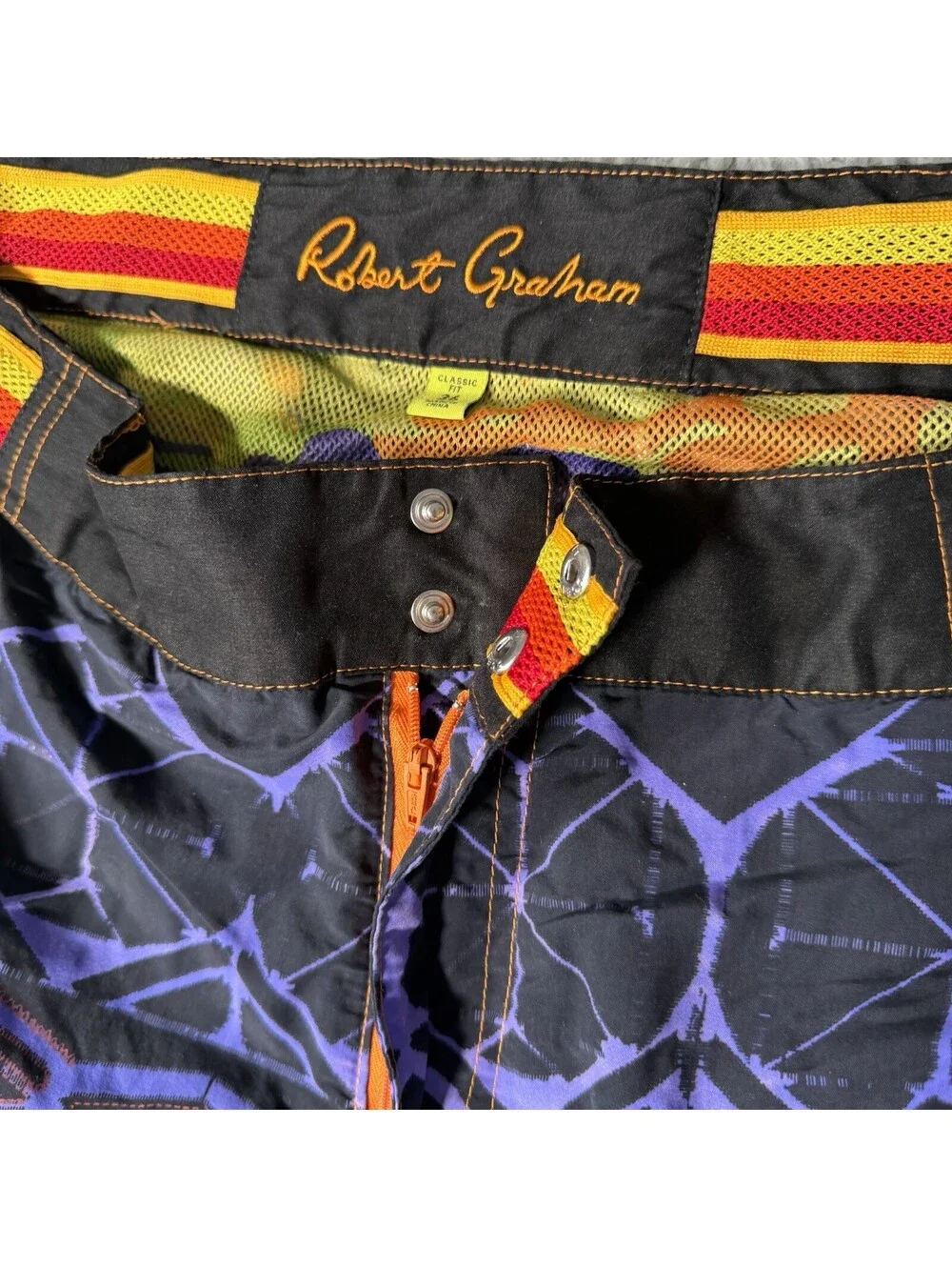 Robert Graham Swim Trunks Board Shorts Multicolor Medium With Pockets Lined